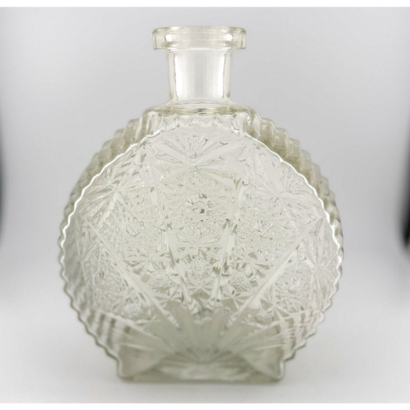 VTG Anchor Hocking 1960's Pressed Glass Wine Decanter R-575 Sunburst NO STOPPER - Picture 1 of 8